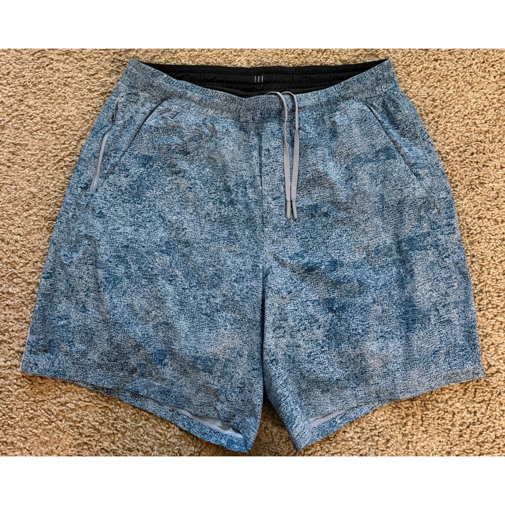 Lululemon Mens Pace Breaker Short 7" Lined Blue Static Print LM7B82S Size Large
